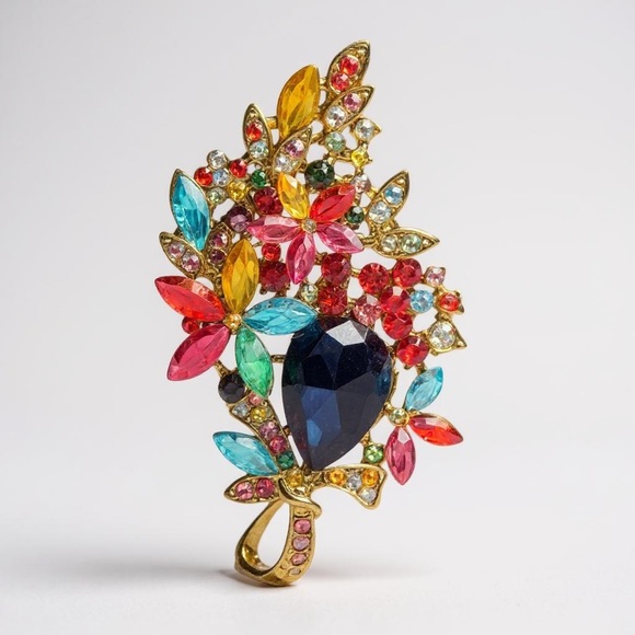 Brooch Jewelry - New Elegant Multicolor Crystal Rhinestone Gemstone Floral Brooch